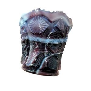 Vintage imperial purple slag glass tooth pick holder votive